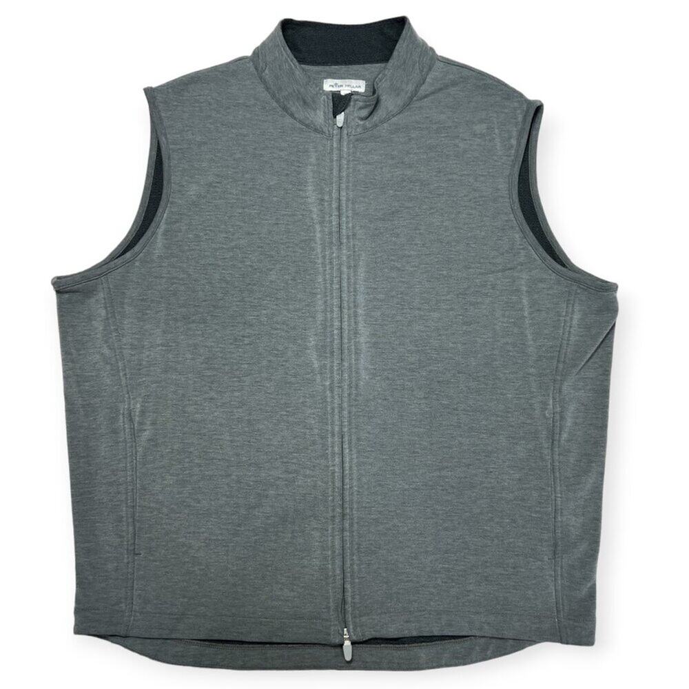 Peter Millar Full Zip Golf Vest SIZE XL Gray Soft Fleece Lightweight Layering